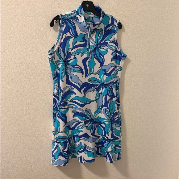 Tail Blue and White Floral Dress for sports and beach - Picture 1 of 8